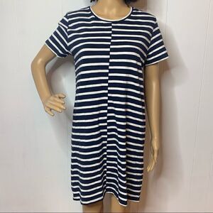 Striped Tshirt Dress EVERLANE The Cotton Short Sleeve Navy White Size Medium